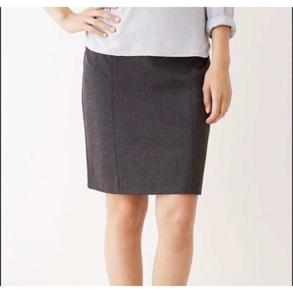 J. Jill Womens Large Charcoal Gray Ponte Knit Pencil Skirt Stretch Preppy L